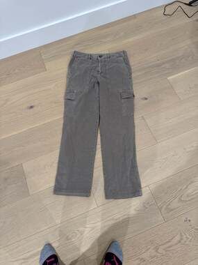 James Perse Grey Cotton Herringbone Cargo Pants Size 2